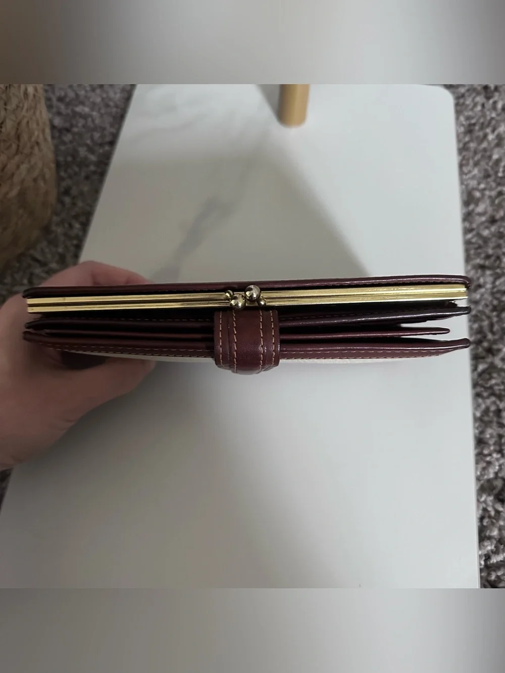 Coach Cream and Brown Leather Wallet